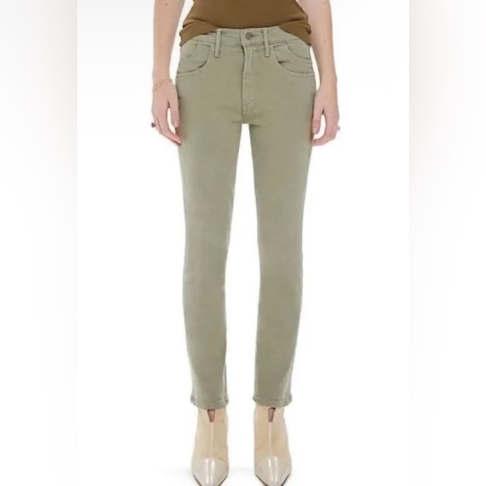 MOTHER The Stash Mid Rise Dazzler Ankle Second Chance Sage Green Jeans
